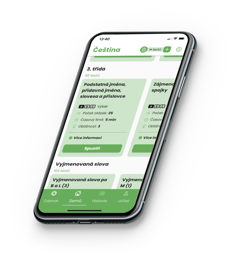 Můžete zadávat domácí úkoly, online vyučování, pro nemocné děti, pětiminutovky - vyberte si ze seznamu testů z češtiny